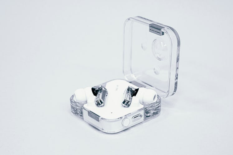 Nothing Ear 2 wireless earbuds in transparent case