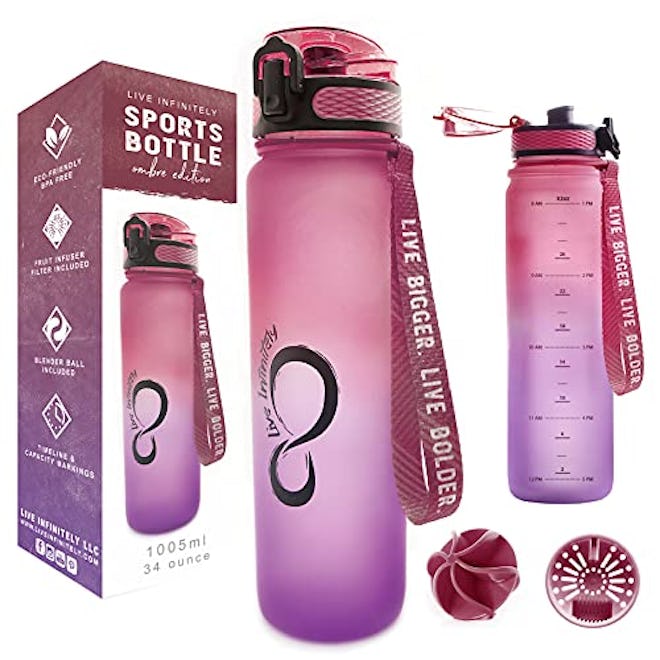 Live Infinitely Insulated Water Bottle With Timed Marker 