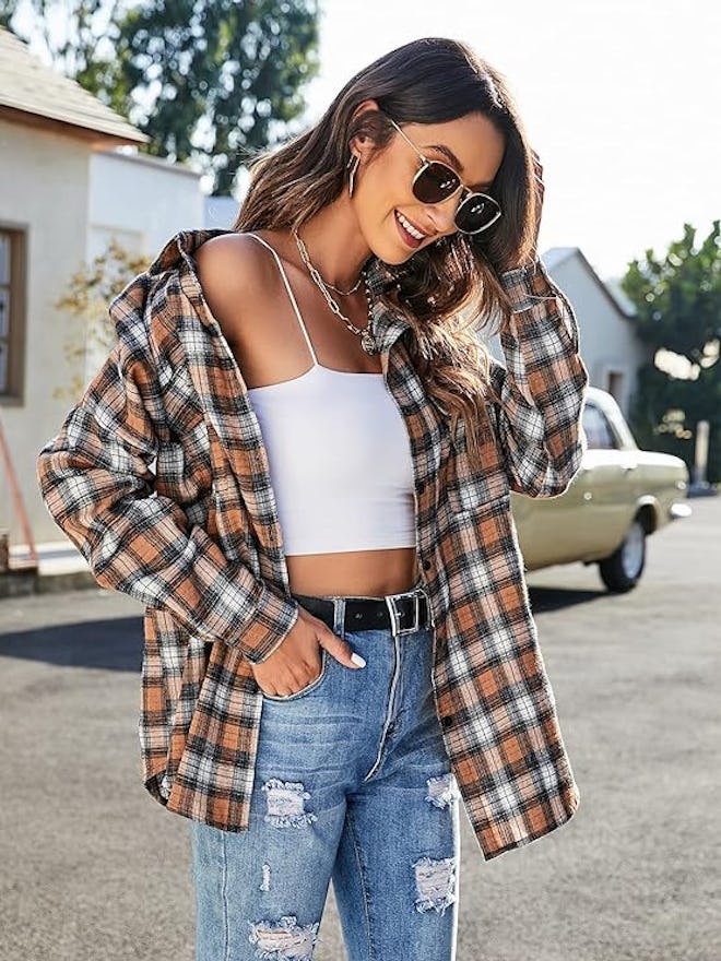 Blooming Jelly Plaid Button Down Shacket