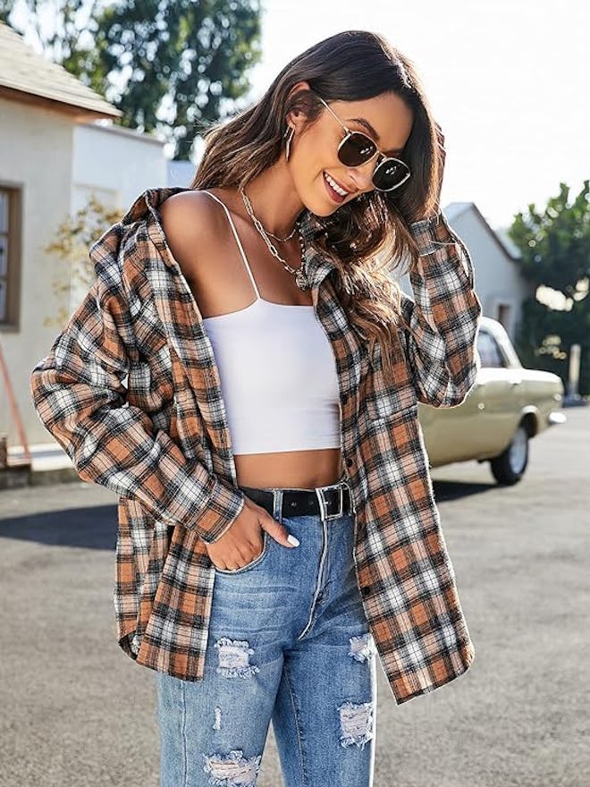Blooming Jelly Plaid Button Down Shacket