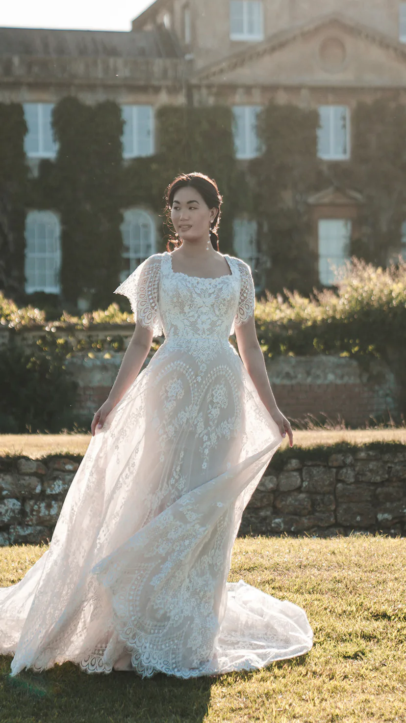 bridgerton wedding dress by Allure BR1013 lower chest circum.. Bridgerton-inspired wedding dresses to elevate
