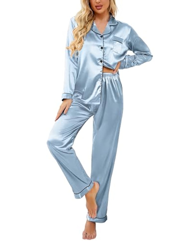 Ekouaer Satin Pajama Set