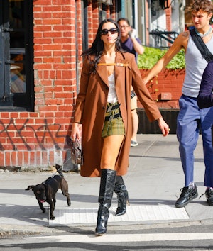 Dua Lipa walks her dog on September 21, 2021 in New York City.