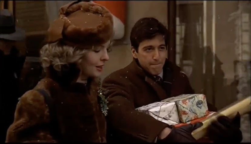 Al Pacino and Diane Keaton as Michael Corleone and Kay go Christmas shopping in The Godfather.