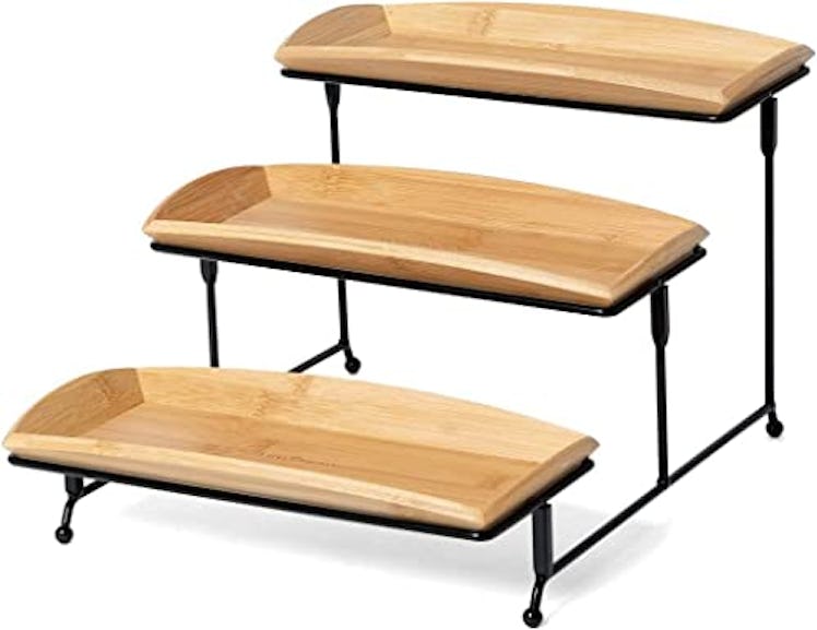 Nature's Kitchen Bamboo Wood Serving Tray Set
