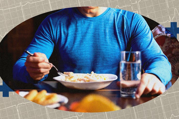 A man eating breakfast.