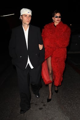 Hailey and Justin Bieber in Los Angeles on December 12, 2023.