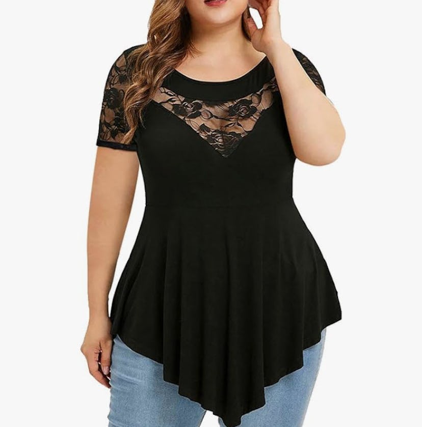 Chvity O-Neck Asymmetric Tunic Top