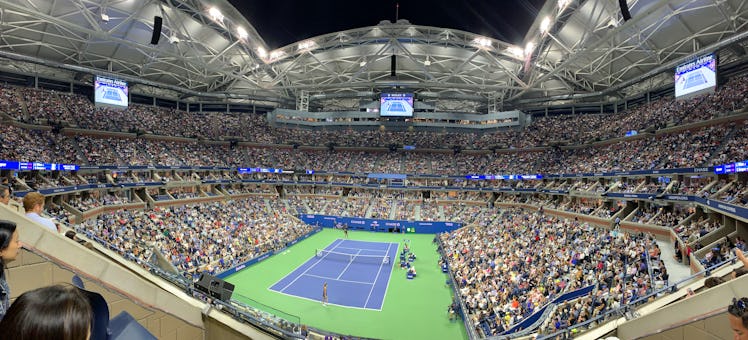 A panorama taken with an iPhone XS inside of Arthur Ashe Stadium at the U.S. Open 2019.