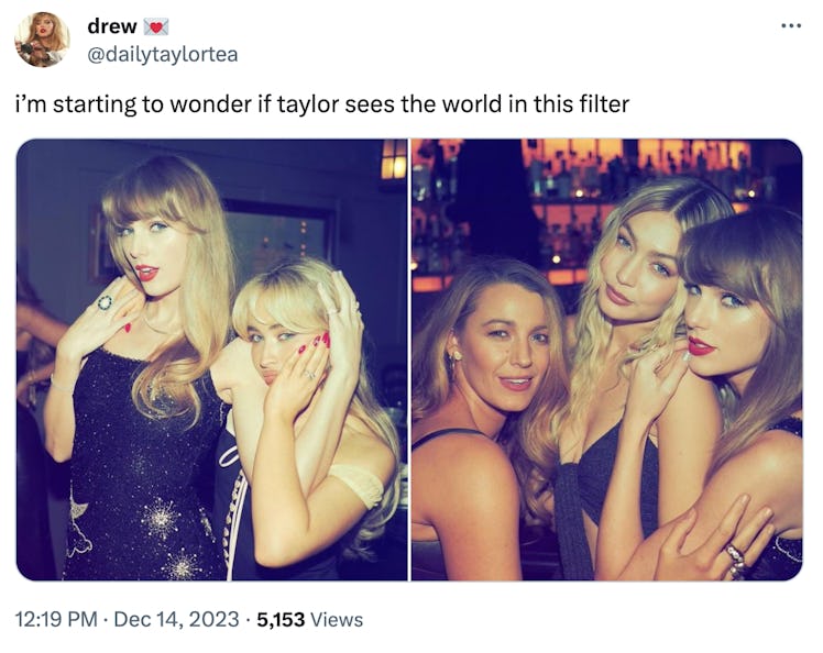 Fans joke about Taylor Swift's favorite photo filter. 