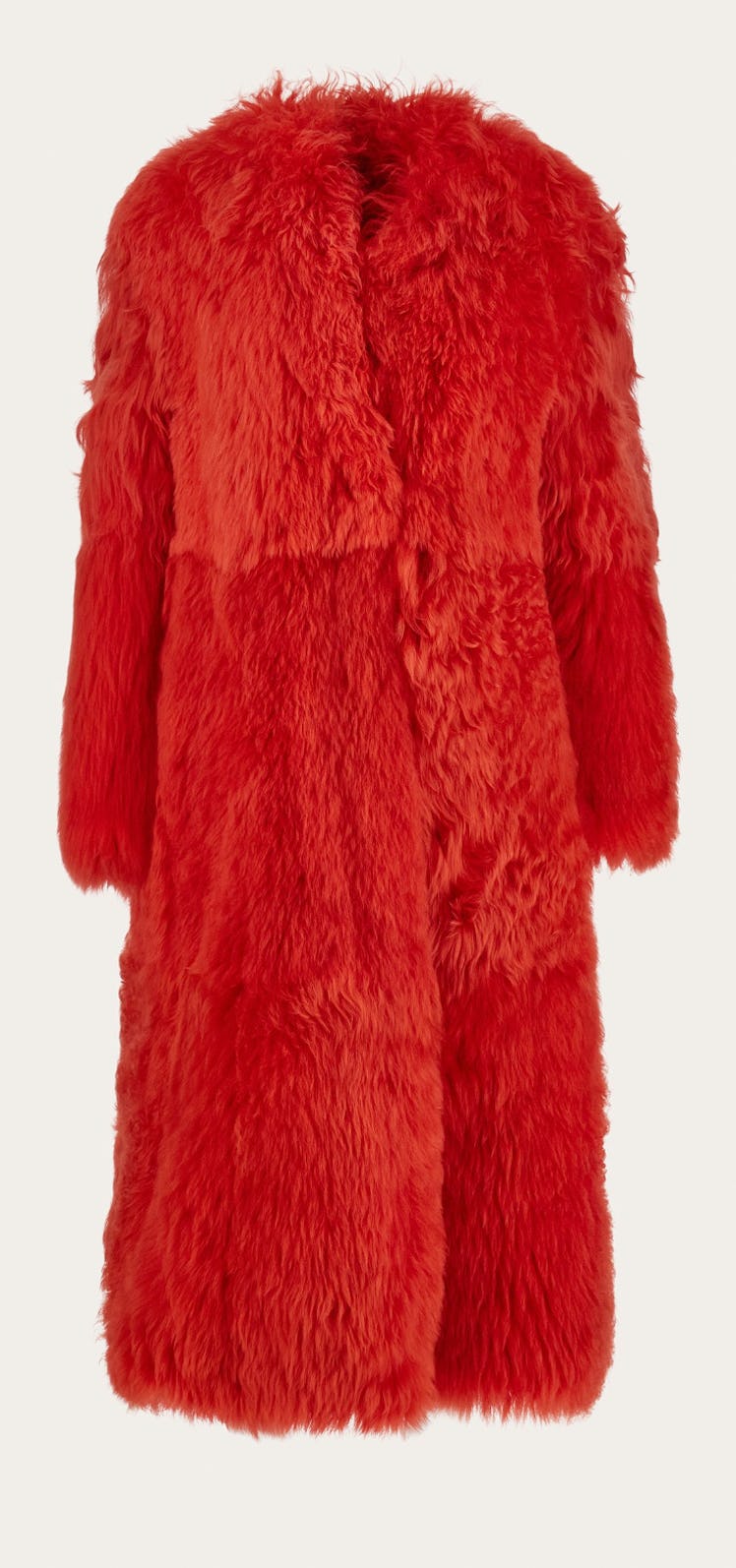 red long fur coat