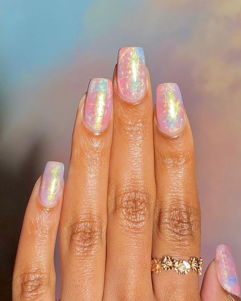 Pink oyster shell nails.