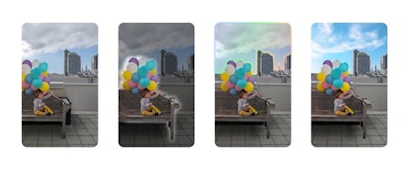 Using Magic Editor to edit a photo of a child sitting on a bench.