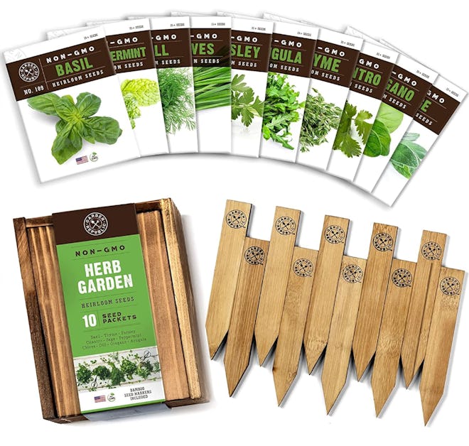 Herb Garden Seeds for Planting - 10 Culinary Herb Seed Packets Kit, Non GMO Heirloom Seeds, Plant Ma...