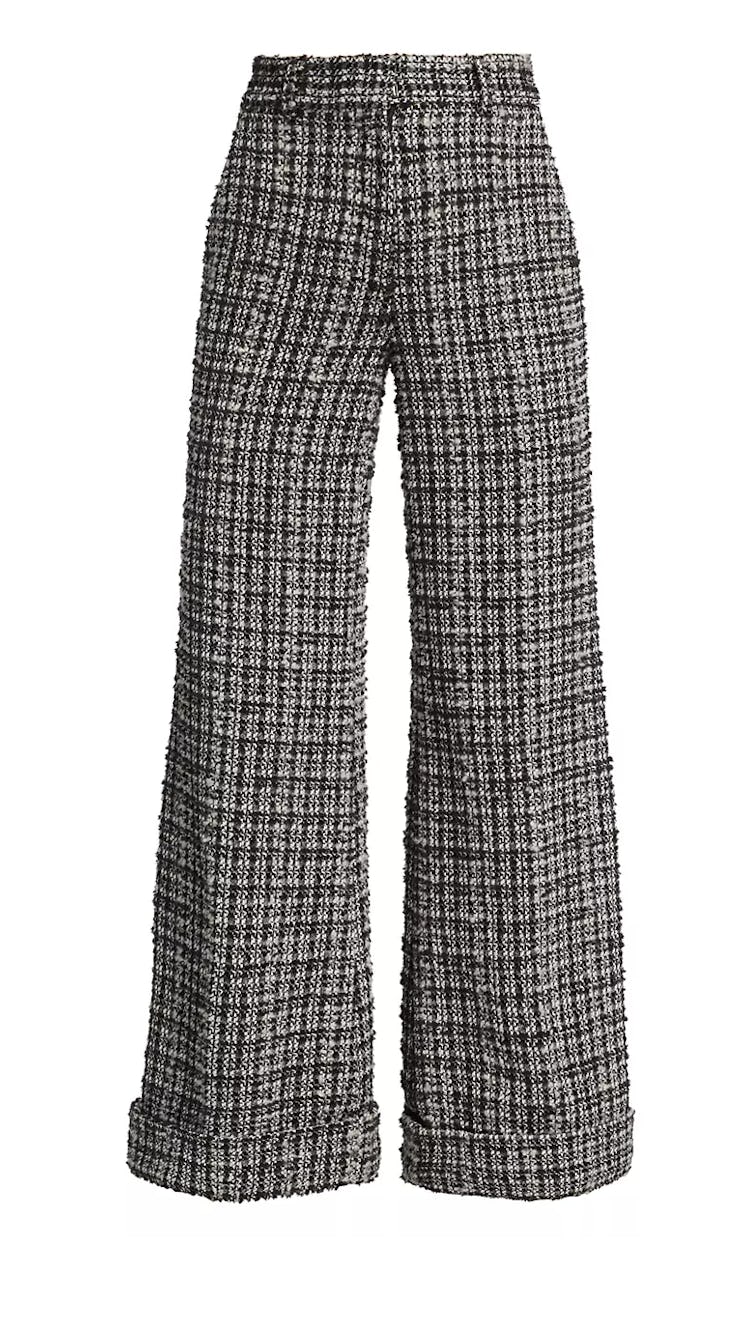wide leg tweed plaid pants