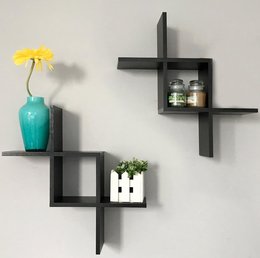 Greenco Criss Cross Intersecting Floating Shelf