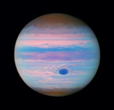 The Hubble Space Telescope's ultraviolet image of jupiter.
