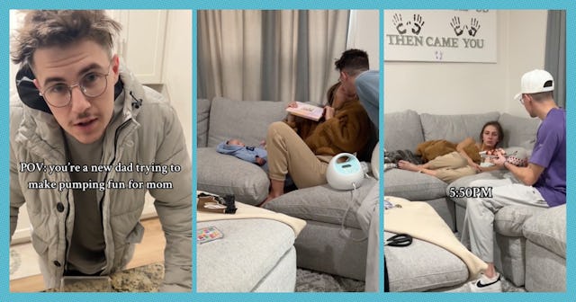 A dad is showing up for his pumping wife and the internet is crazy for it.