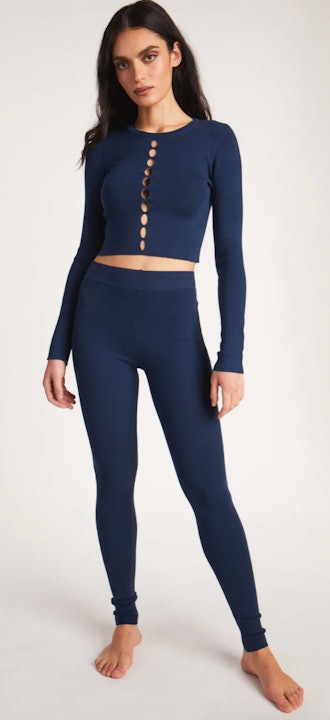 blue navy cut out top