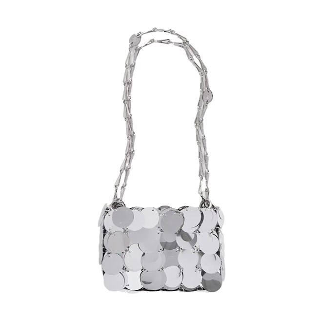 Sparkle Nano paillette-embellished metallic faux leather shoulder bag