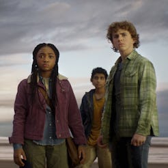 Percy Jackson (played by Walker Scobell),  Annabeth Chase (Leah Sava Jeffries), and Grover Underwood...