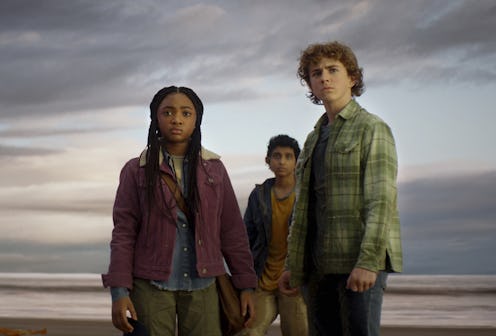 Percy Jackson (played by Walker Scobell),  Annabeth Chase (Leah Sava Jeffries), and Grover Underwood...