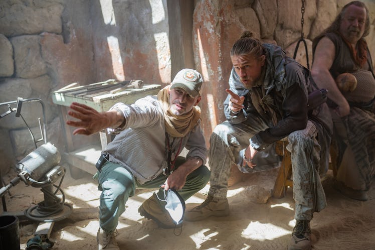 Zack Snyder directs Charlie Hunnam on the set of Rebel Moon
