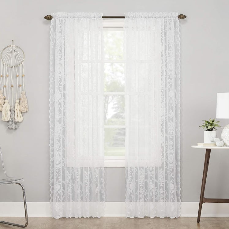 No. 918 Ariella Floral Lace Rod Pocket Curtain Panel