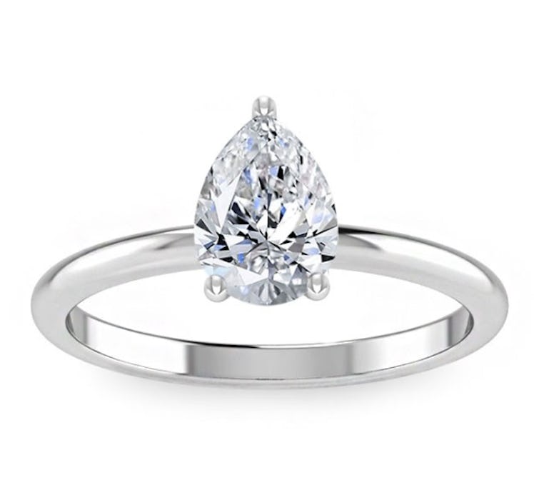 silver diamond solitaire engagement ring
