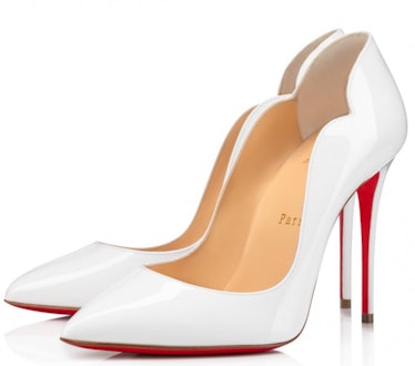 white pumps with red bottoms