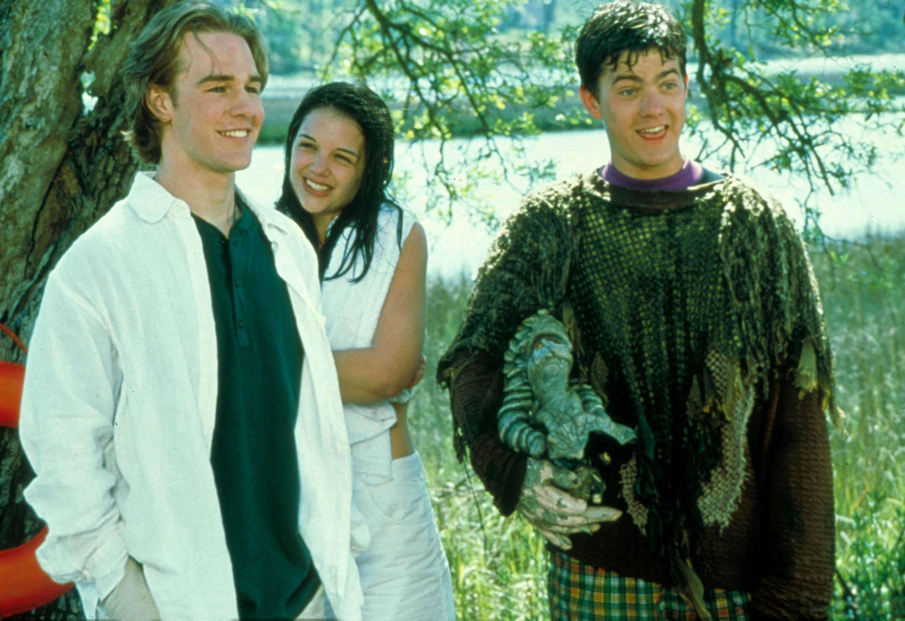 &lsquo;Dawson&rsquo;s Creek&rsquo; stars James Van Der Beek, Katie Holmes, and Joshua Jackson.