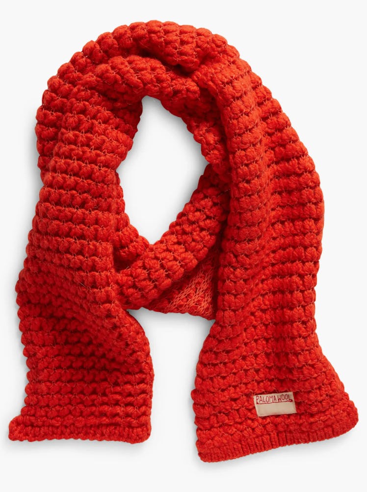 red wool and mohair scarf