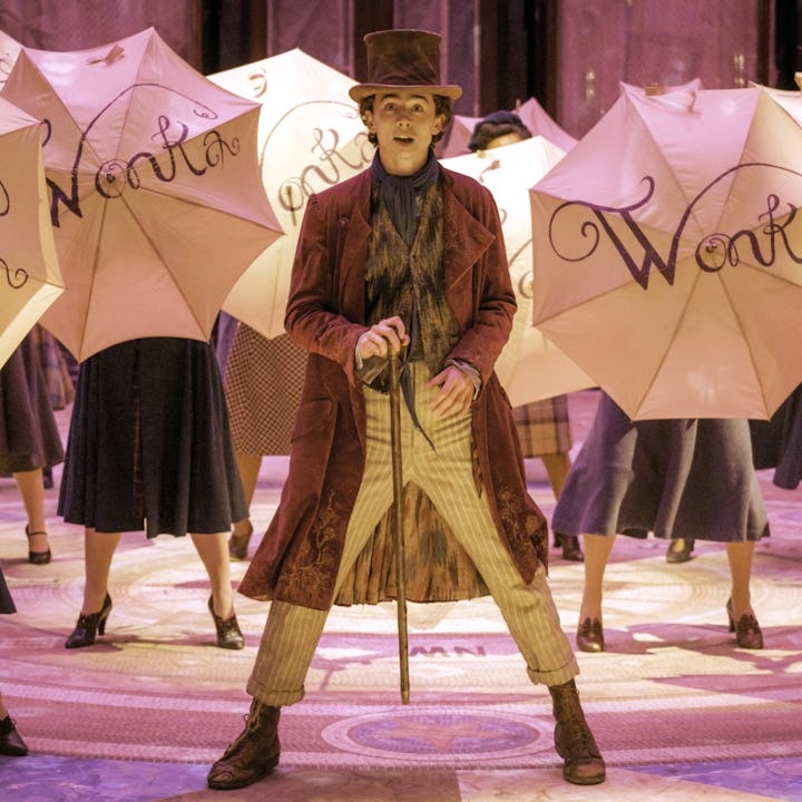 Timothee Chalamet, as Willy Wonka, in a scene from 'Wonka.'