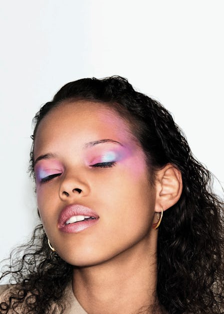 A model with pink eye shadow