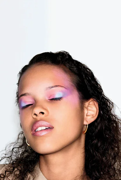 A model with pink eye shadow