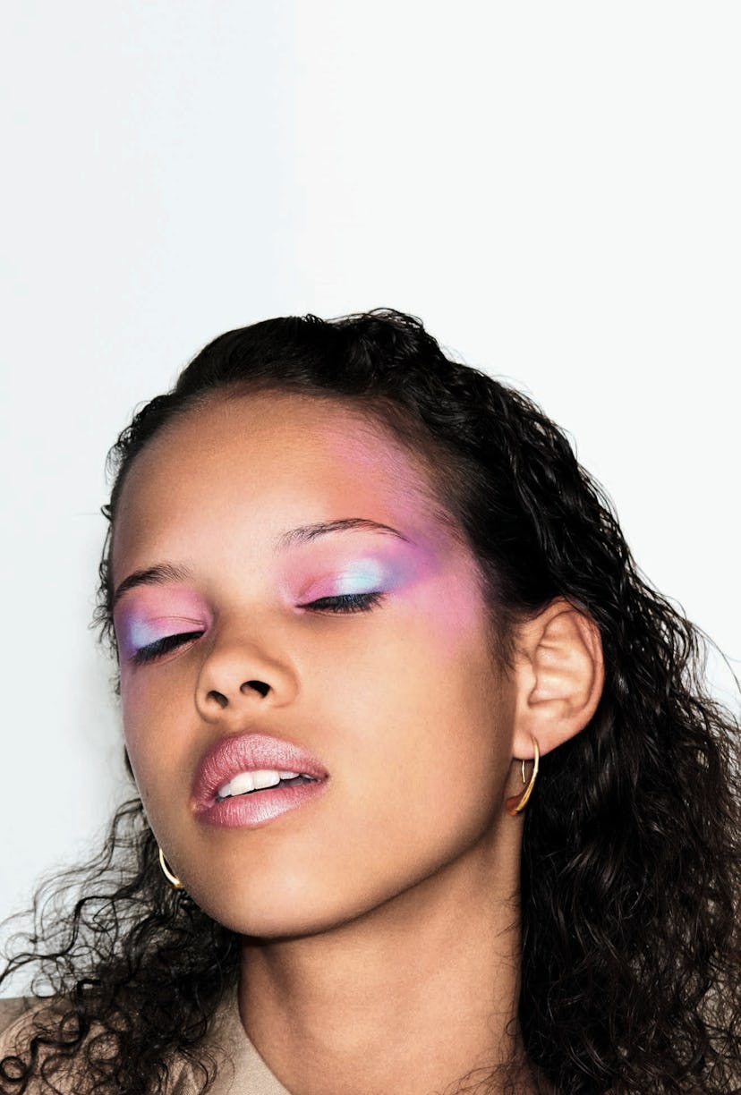 A model with pink eye shadow
