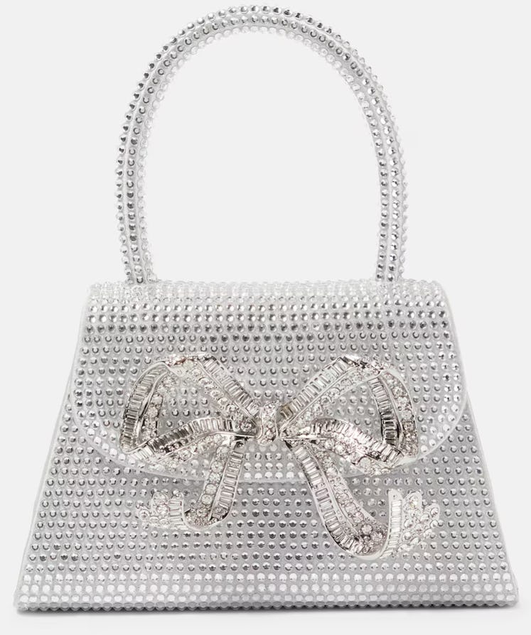 silver crystal embellished micro tote