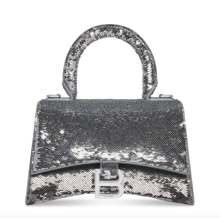 sequin silver handbag