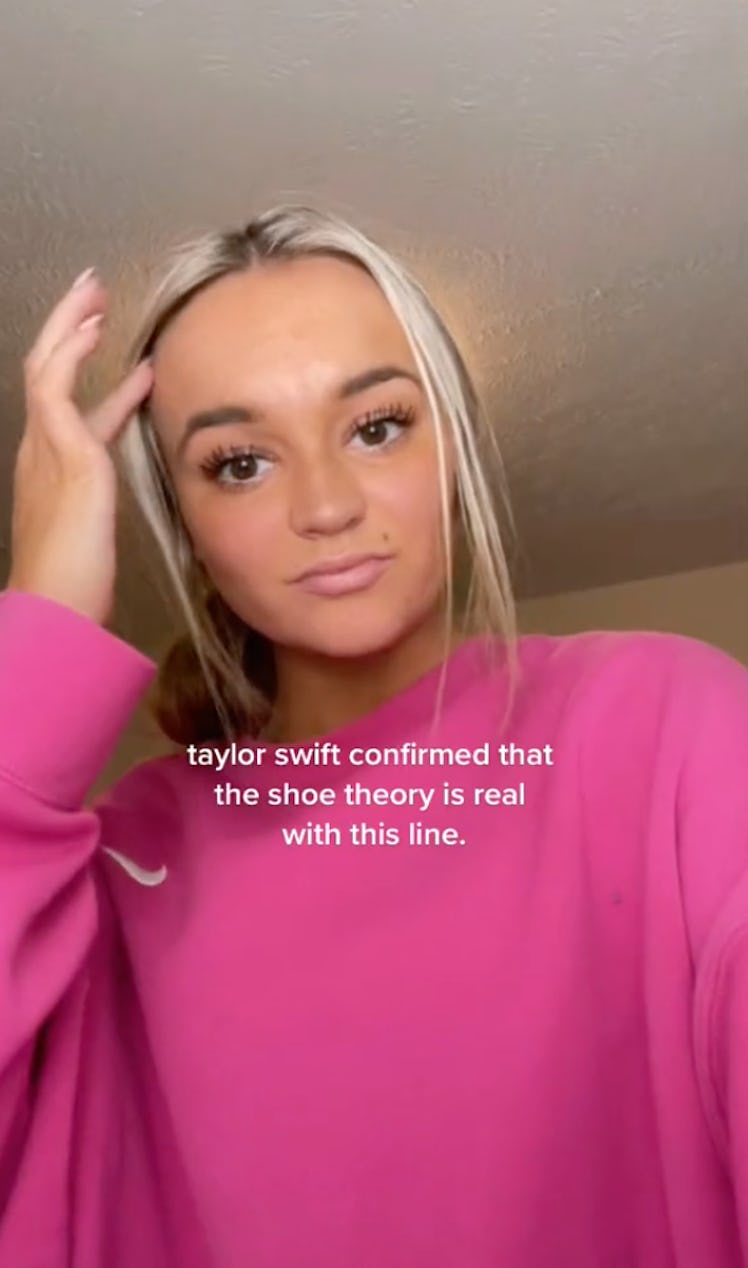 Screenshot of a TikTok about 'shoe theory' predicting breakups