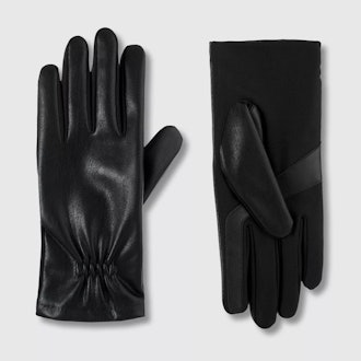 Adult Gathered Wrist Leather Gloves