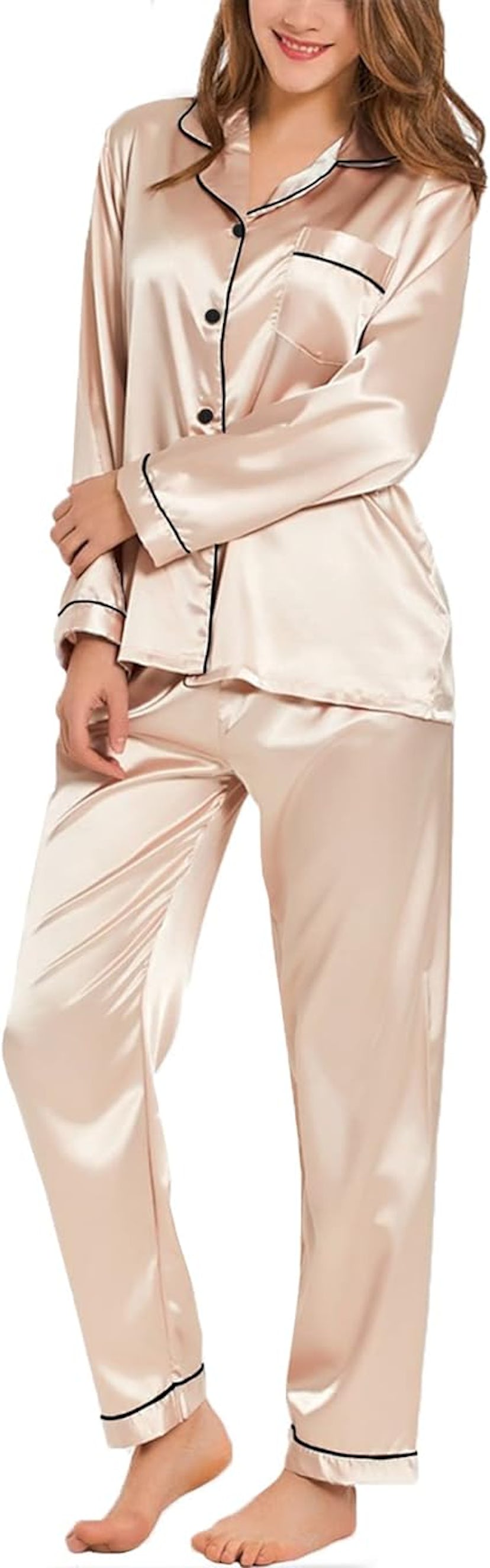 SWOMOG Satin Pajamas (2-Piece Set)