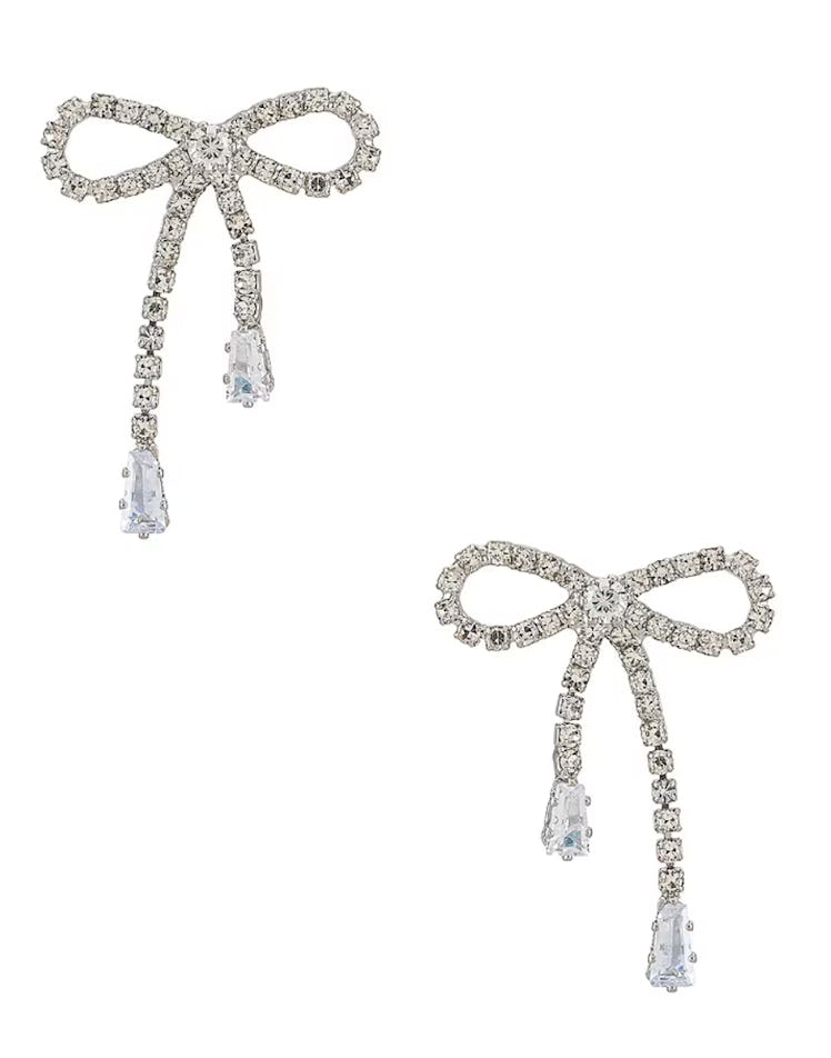 silver bow earrings