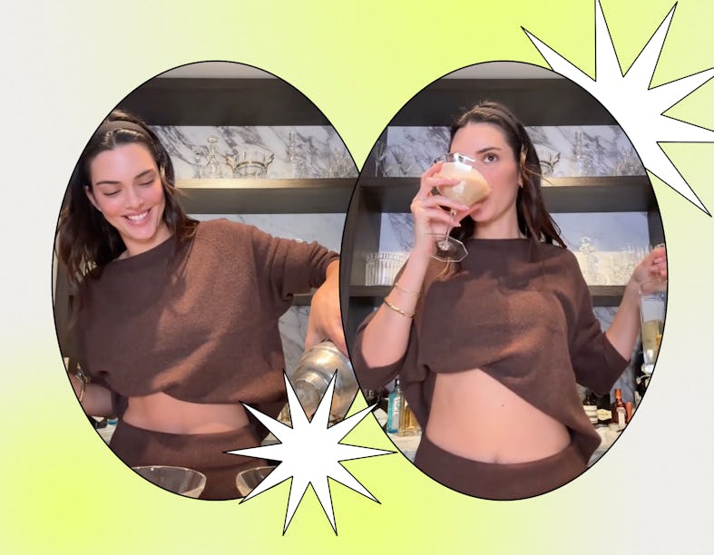Kendall Jenner makes a martini with her 818 tequila.
