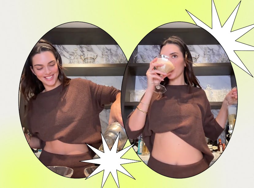 Kendall Jenner makes a martini with her 818 tequila.