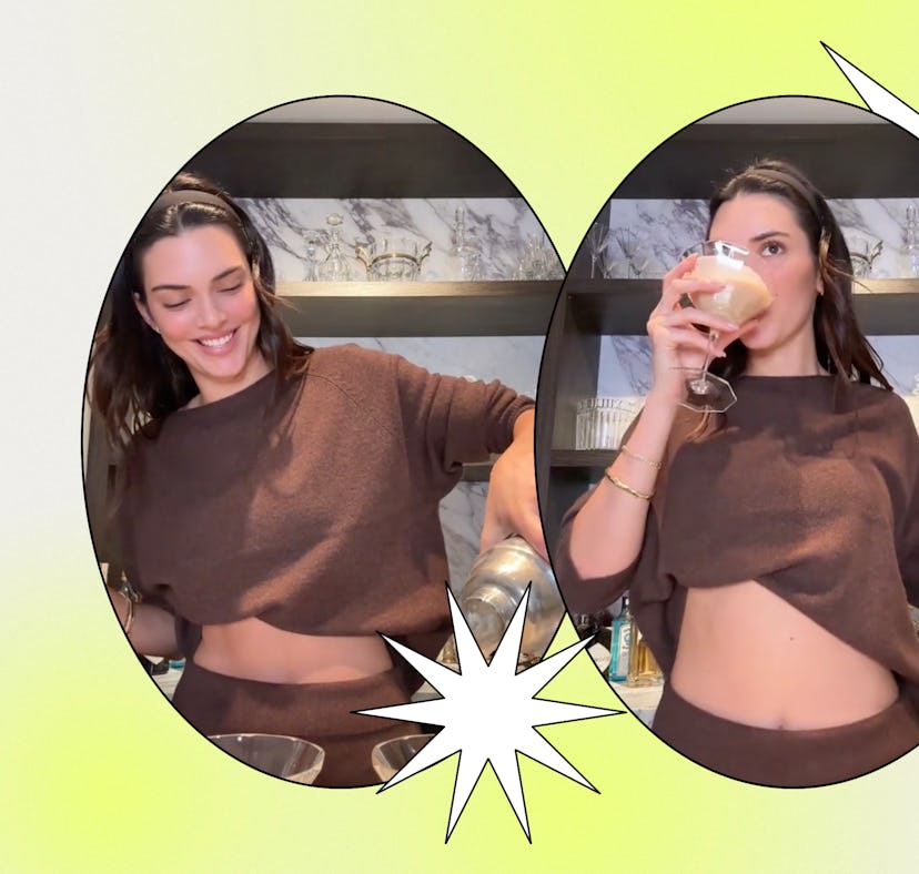 Kendall Jenner makes a martini with her 818 tequila.