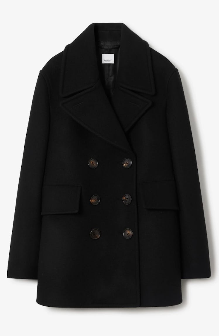 black wool pea coat