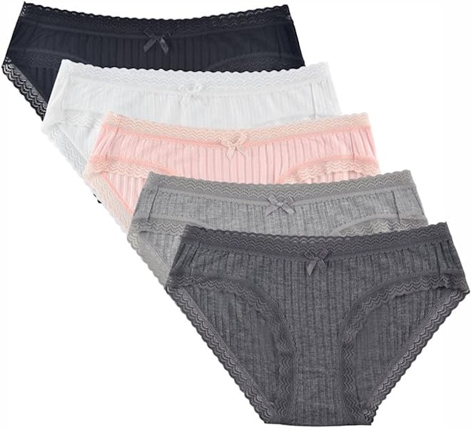 KNITLORD Cotton Bikini Panties 5 Pack
