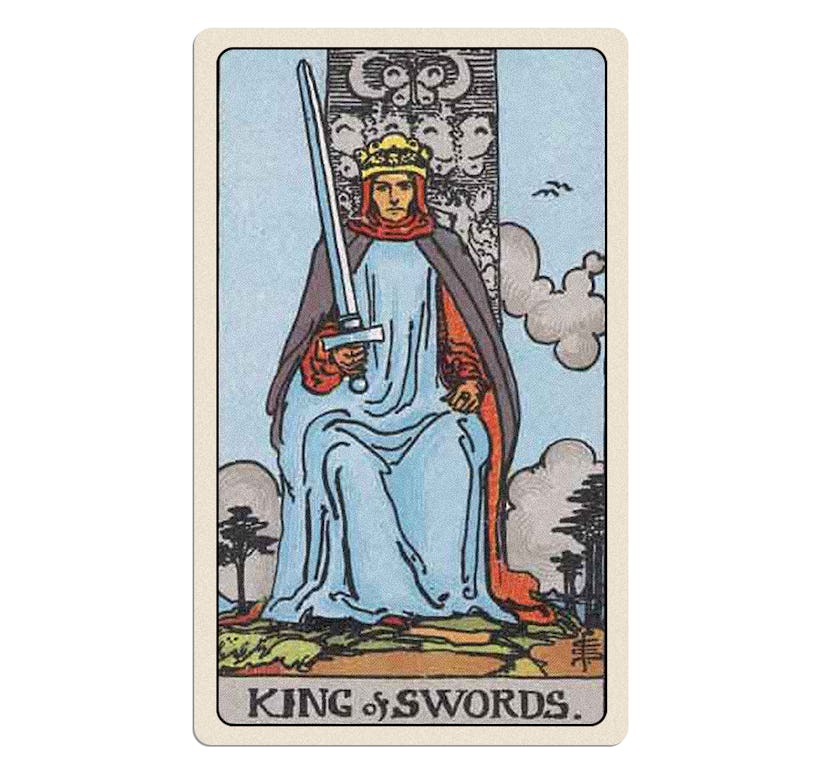 Your January 2024 tarot card reading includes the King of Swords.
