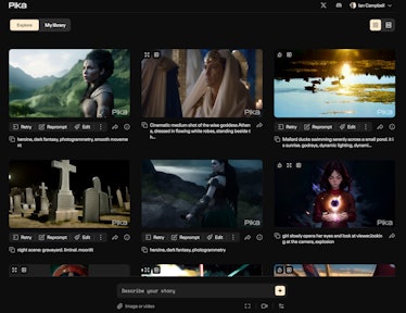 The Explore page in Pika with editable video inspiration.
