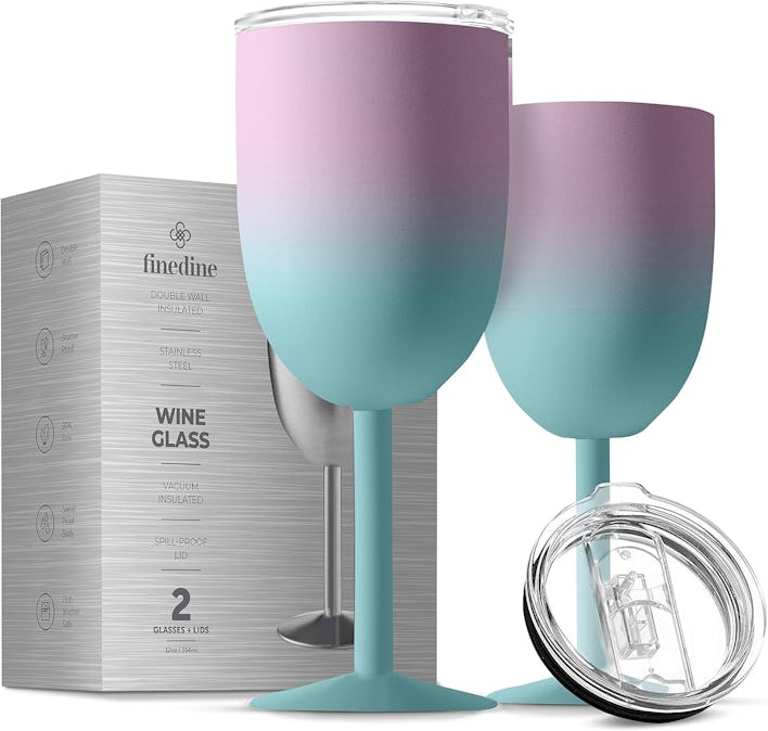 FineDine Stainless Steel Wine Glasses (2-Pack)